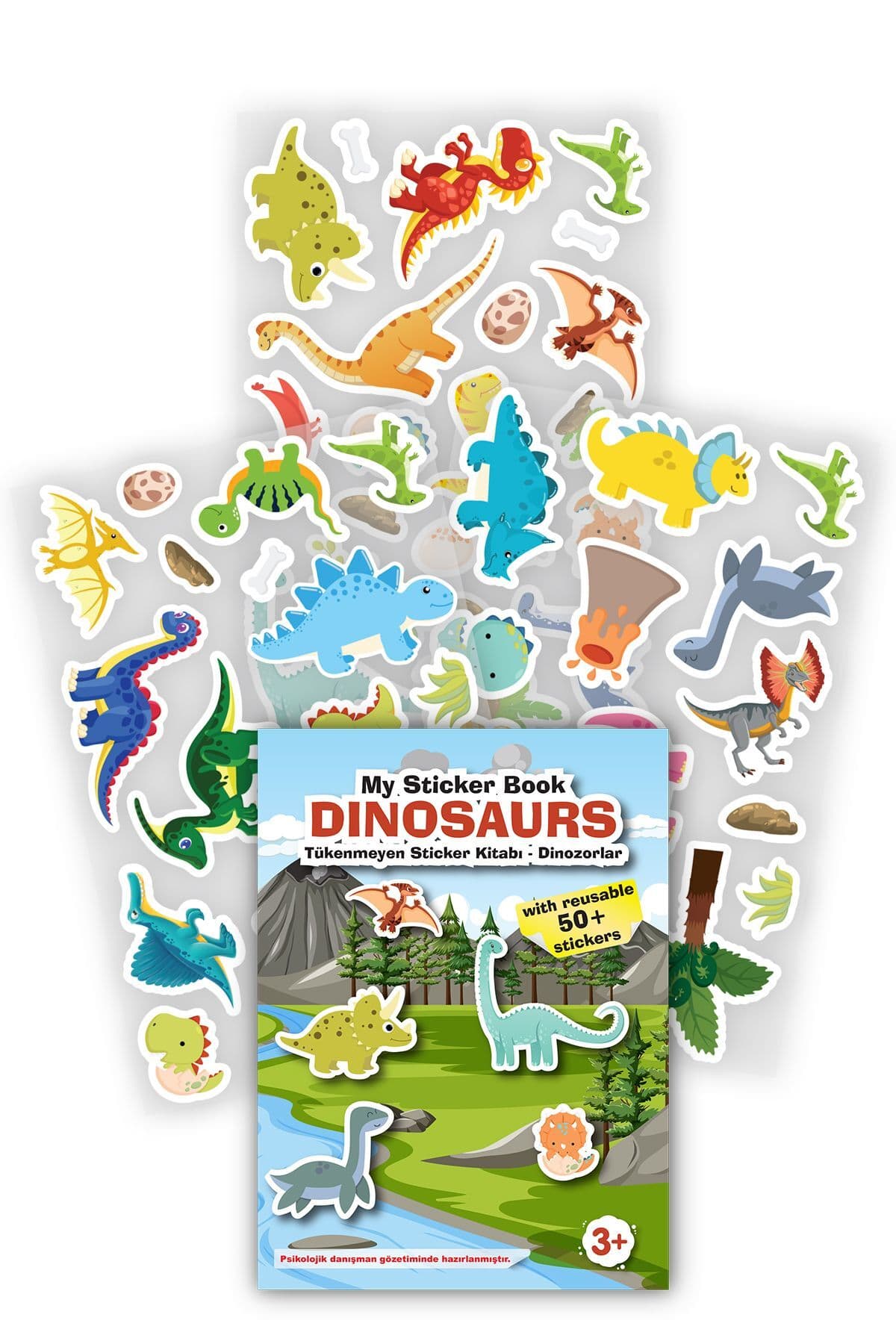 MY STİCKER BOOK '' DINOSAURS'' , TÜKENMEYEN STİCKER KİTABI DİNAZORLAR - medya 1